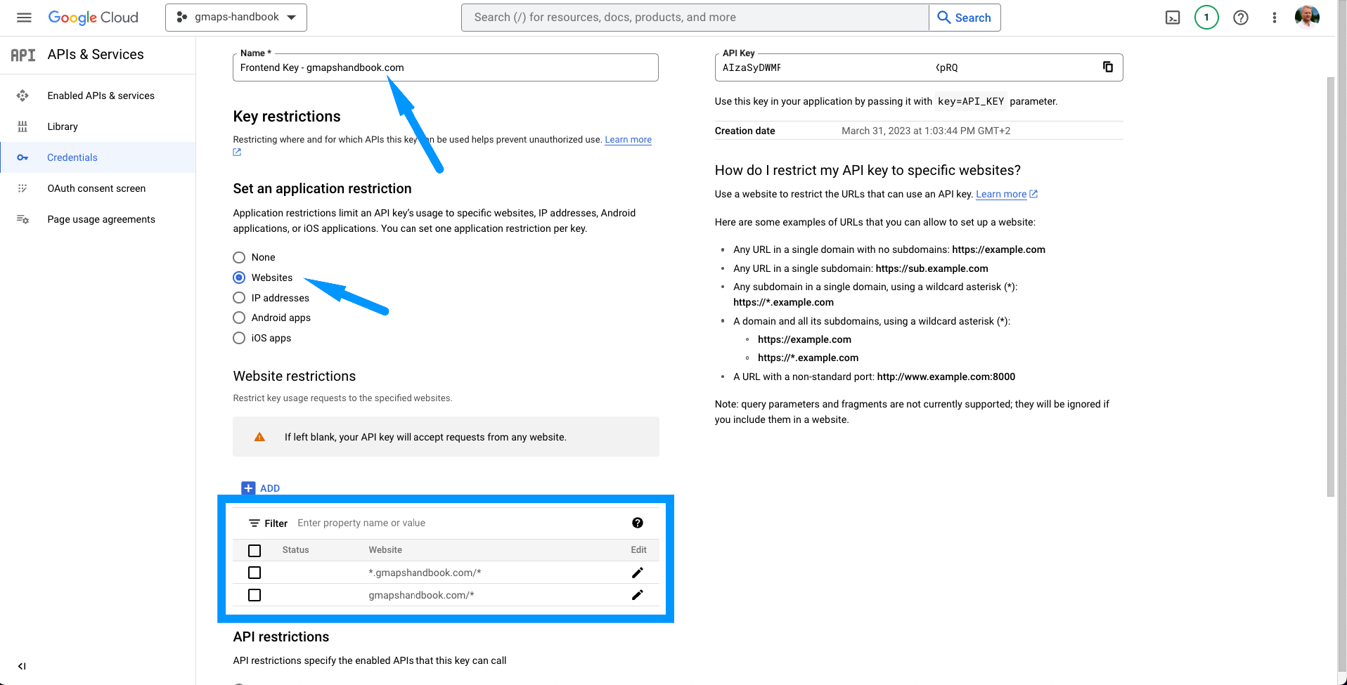 HTTP referrer restrictions