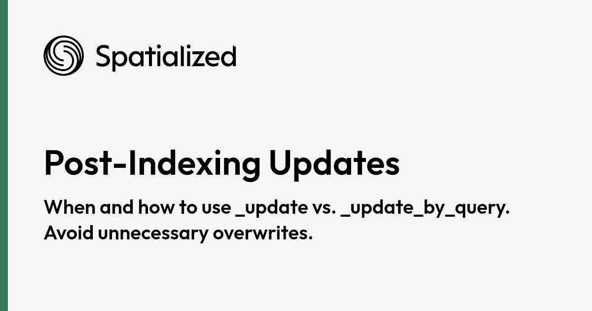 Post-Indexing Updates | The Elasticsearch Handbook | Spatialized